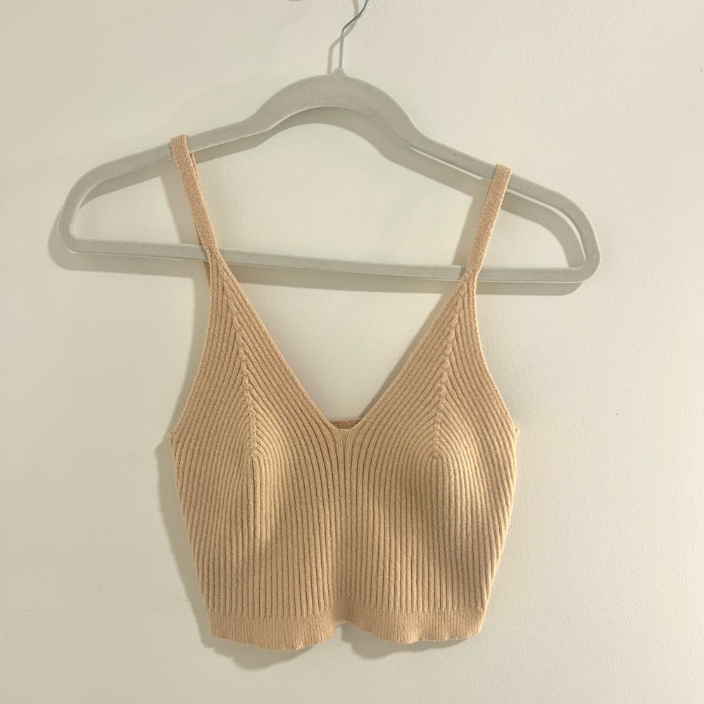Elegant Tan Knit Women's Top